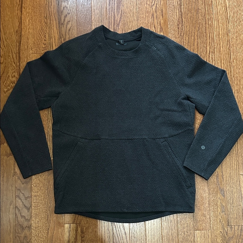 Lululemon At Ease Crewneck Pullover Textured Sweatshirt - Heather Black - Picture 3 of 5